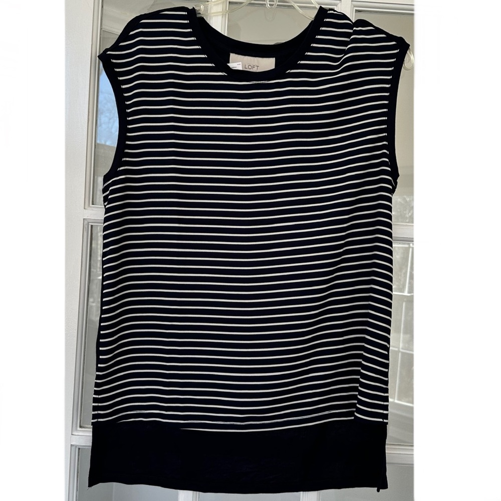 NWT Loft Navy/White Striped Top - Small